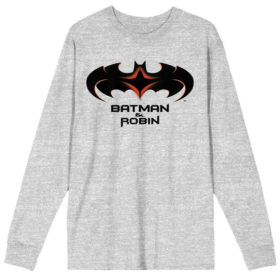 Batman & Robin 1997 Logo Men's Athletic Heather Long Sleeve Shirt-Large