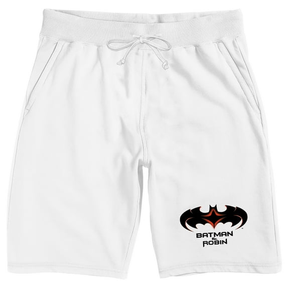 Batman & Robin 1997 Logo Men's White Sleep Pajama Shorts-XL