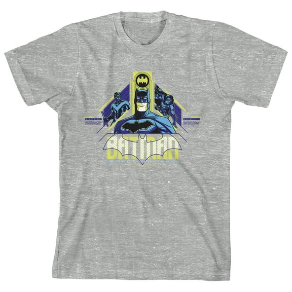 Batman Robin And Nightwing Geometrical Design Youth Boy's Athletic Heather Gray T-Shirt-Medium