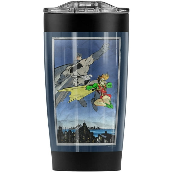 Batman And Robin Duo Stainless Steel Tumbler 20 oz Coffee Travel Mug/Cup, Vacuum Insulated & Double Wall with Leakproof Sliding Lid | Great for Hot Drinks and Cold Beverages