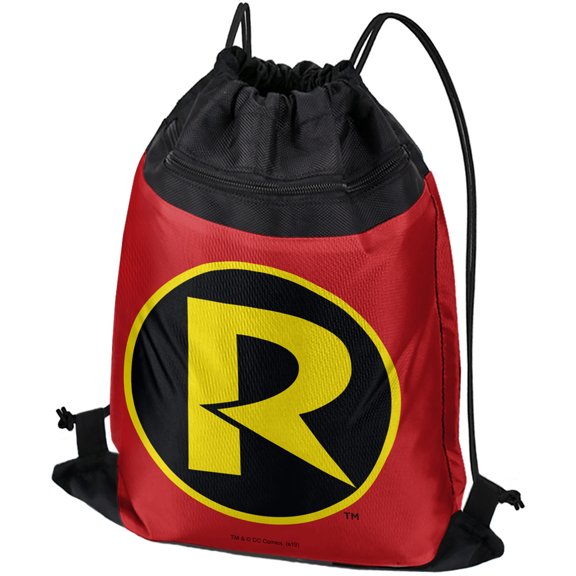 Batman Robin Logo Drawstring Backpack Sports Bag Sackpack 17" x 13", Perfect for Gym, Yoga or Practice