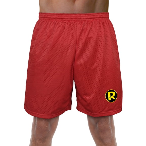 Batman Robin Logo Mens Lined Mesh Shorts, Red, Large