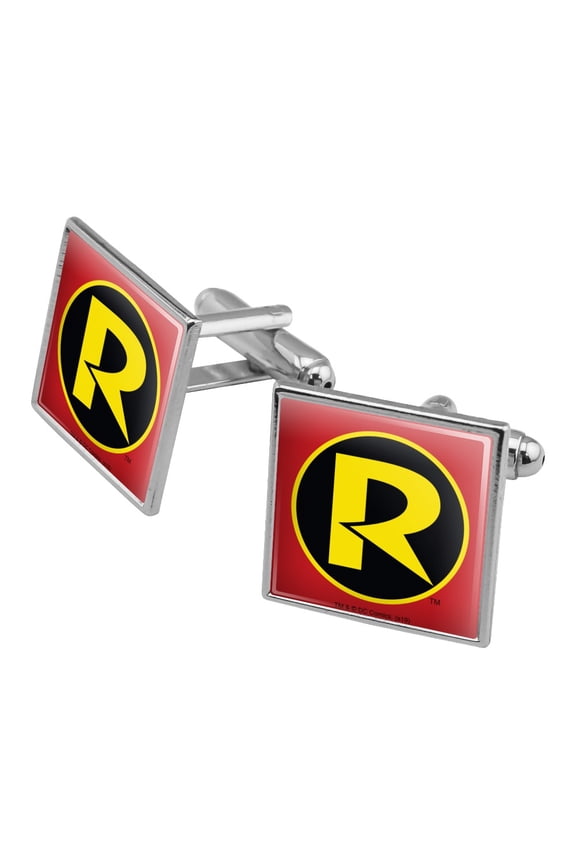 Batman Robin Logo Square Cufflink Set - Silver or Gold