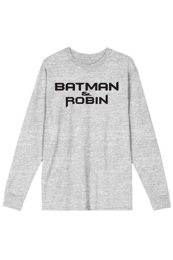 Batman & Robin Simple Text Men's Athletic Heather Long Sleeve Shirt-Medium