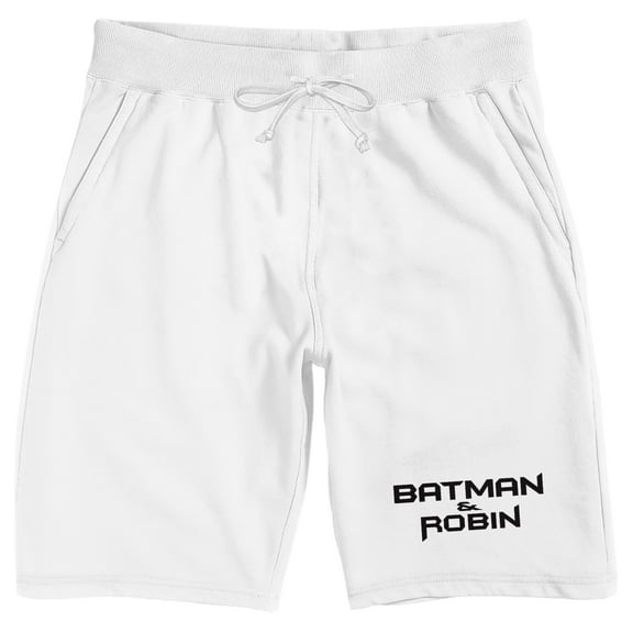 Batman & Robin Simple Text Men's White Sleep Pajama Shorts-XXL