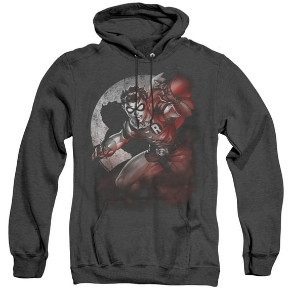 Batman Robin Spotlight Adult Heather Hoodie Sweatshirt Black