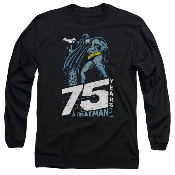 Batman Rooftop Long Sleeve Adult 18/1 T-Shirt Black