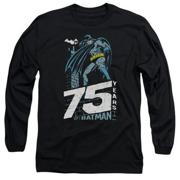 Batman-Rooftop - Long Sleeve Adult 18-1 Tee - Black- Small