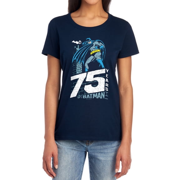 Batman Rooftop Women's T Shirt, Navy, Medium