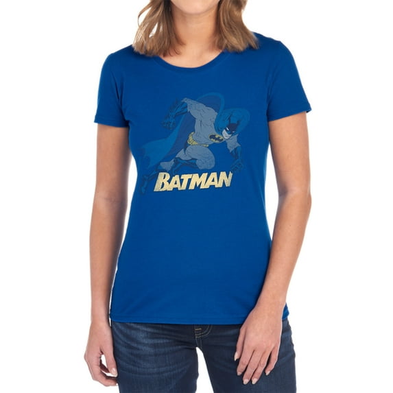 Batman Running Retro Women's T Shirt, Royal, X-Large