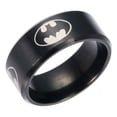 thumbnail image 1 of Batman Shield Logo Black Band Stainless Steel Ring Size 11, 1 of 1