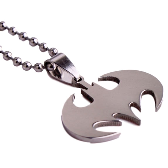 Batman Shield Silvertone Pendant Necklace w/ 25" Chain