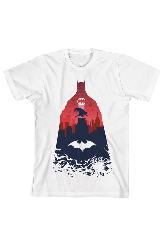 Batman Silhouette Art Boy's White T-shirt-Medium