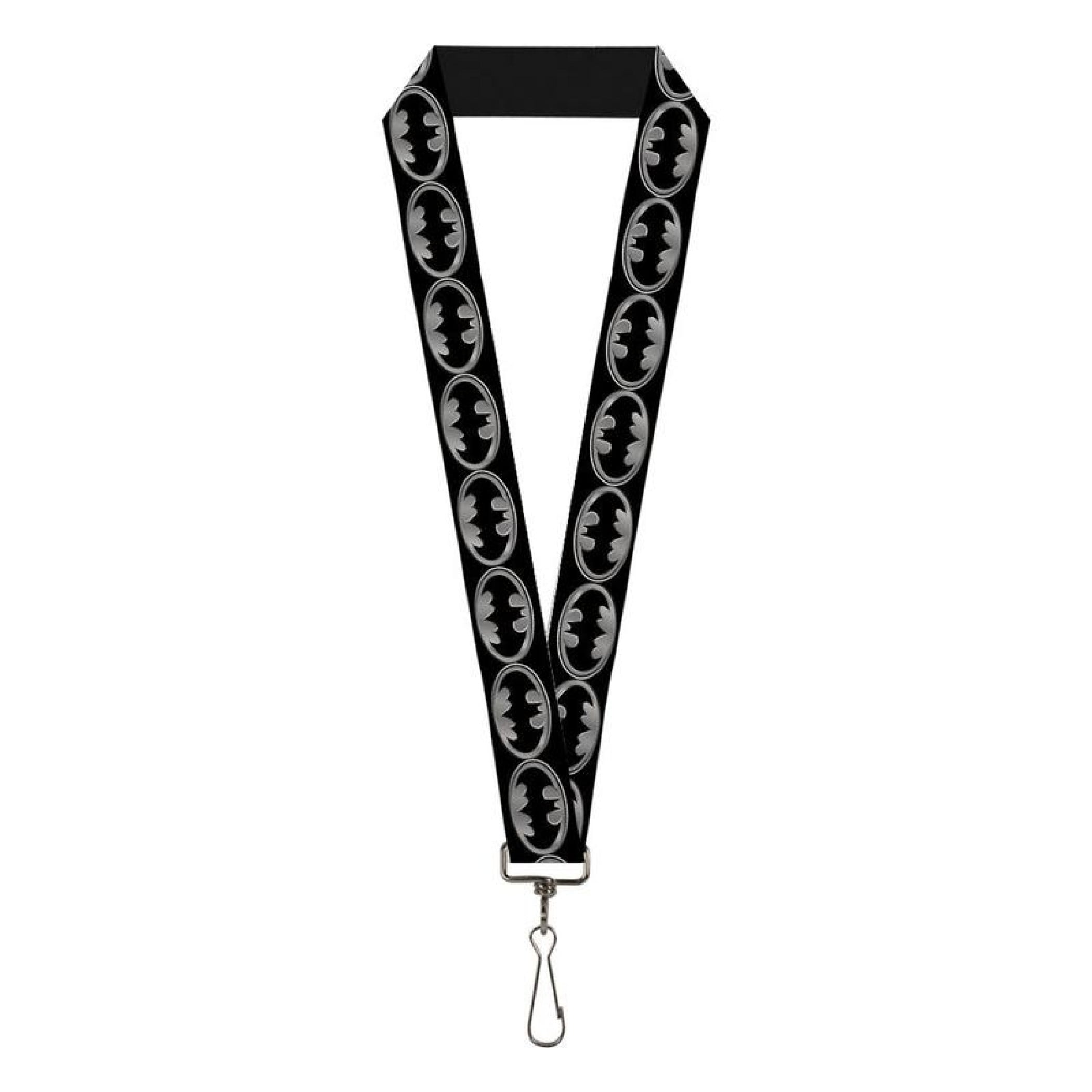 BUCKLE-DOWN Batman Silver Shield Repeating Symbol Lanyard