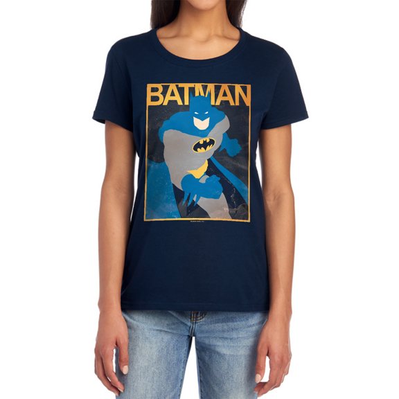 Batman Simple Bm Poster Women's T Shirt, Navy, Large