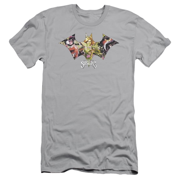 Batman Sirens Bat S/S Adult 30/1 T-Shirt Silver