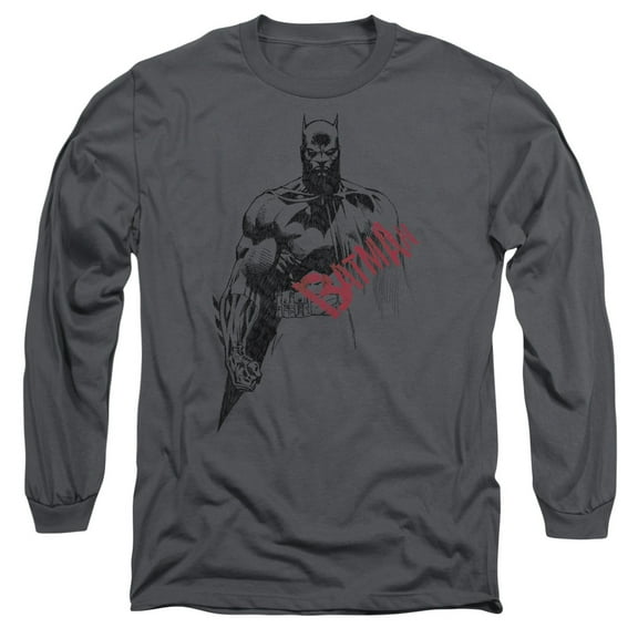 Batman - Sketch Bat Red Logo - Long Sleeve Shirt - Small
