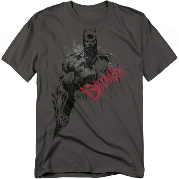 Batman Sketch Bat Red Logo Mens Short Sleeve Shirt