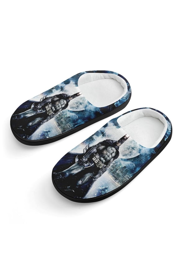 Batman Slippers for Kids, Cute Soft Plush Anti-slip Fluffy Fuzzy House Slippers Warm Soft Plush Non-Slip Indoor Outdoor Slip-on Shoes for Boys Girls