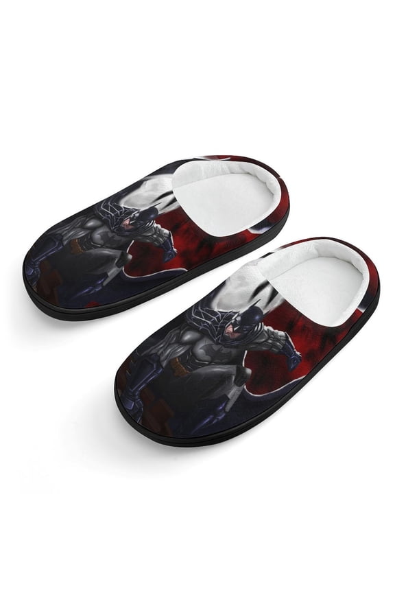 Batman Slippers for Kids, Cute Soft Plush Anti-slip Fluffy Fuzzy House Slippers Warm Soft Plush Non-Slip Indoor Outdoor Slip-on Shoes for Boys Girls