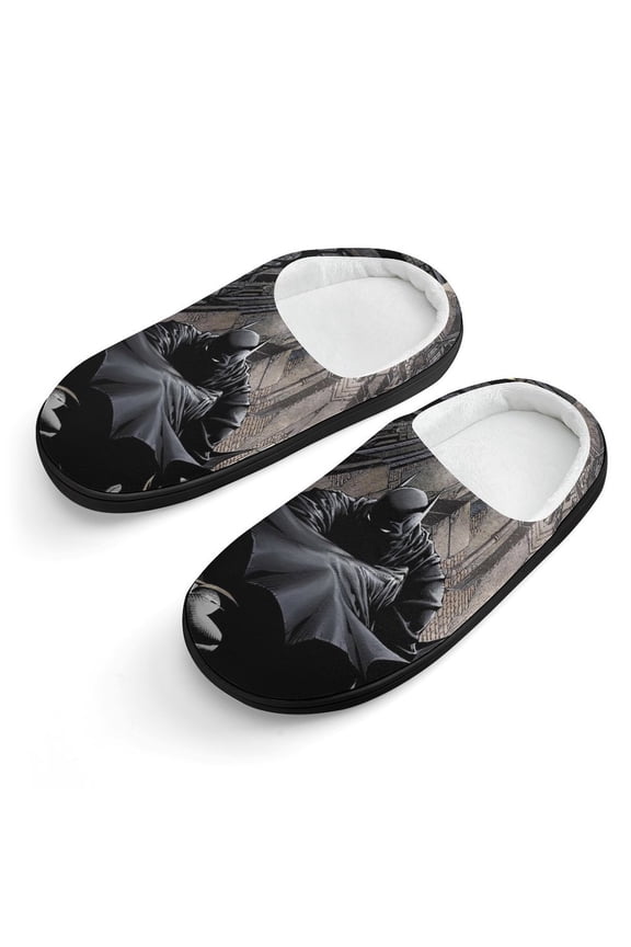 Batman Slippers for Kids, Cute Soft Plush Anti-slip Fluffy Fuzzy House Slippers Warm Soft Plush Non-Slip Indoor Outdoor Slip-on Shoes for Boys Girls
