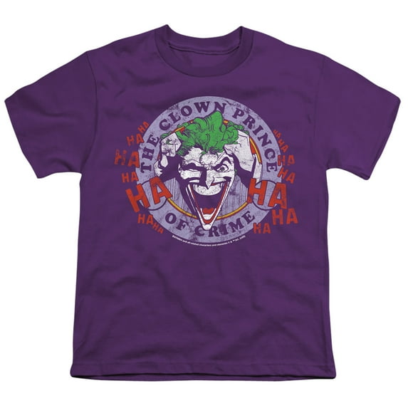 Batman Smile Emblem 2 Kids T Shirt (Small) for Youth Toddler Boys and Girls, Purple