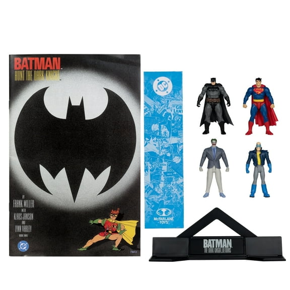 Batman/Son of Batman/Superman/The Joker (DC Direct Page Punchers: The Dark Knight Returns) Gold Label 4pk 3" Figures w/ Comic - McFarlane Toys