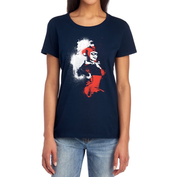 Batman Splattered Couple Women's T Shirt, Navy, Small