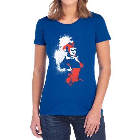 Batman Splattered Couple Women's T Shirt, Royal, Medium