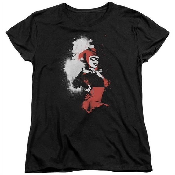 Batman & Splattered Couple Womens Cotton Short Sleeve T-Shirt, Black - 2X