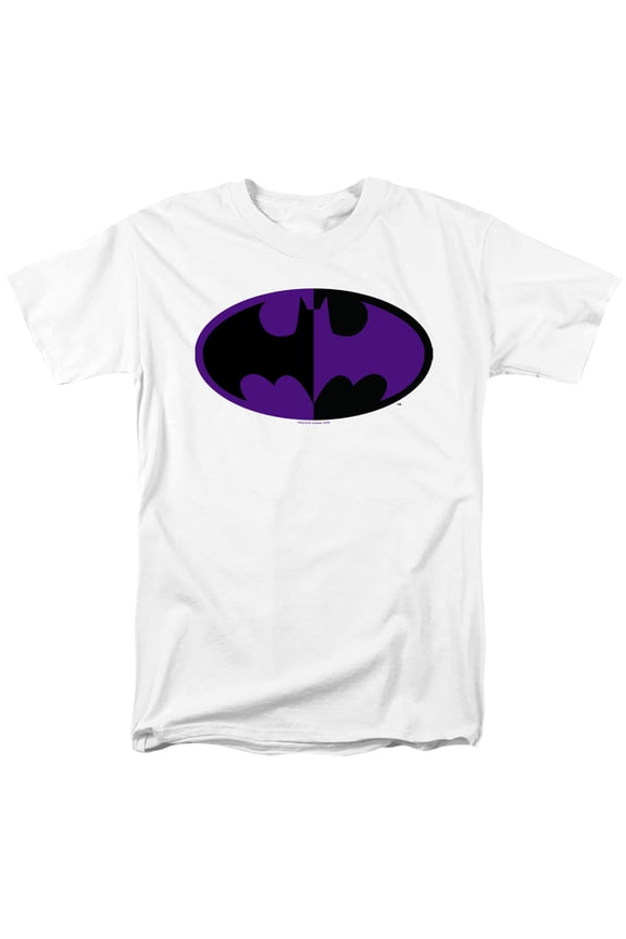 Batman Split Symbol S/S Adult 18/1 T-Shirt-White