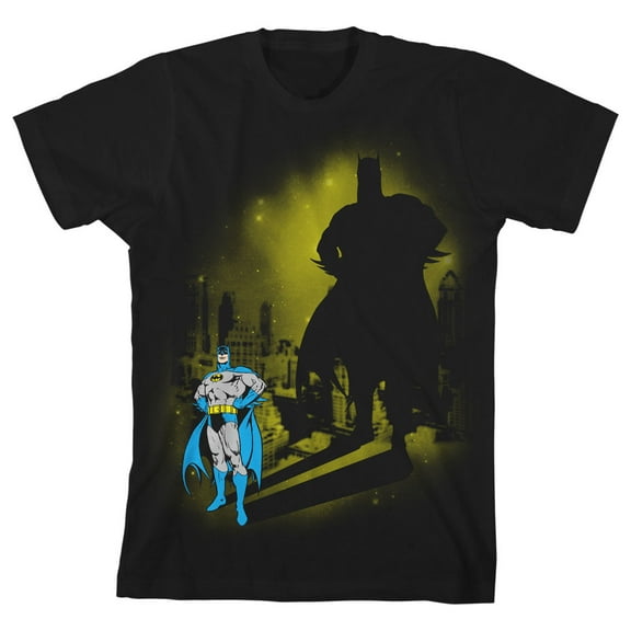 Batman Spotlight Shadow Boy's Black T-shirt-Large