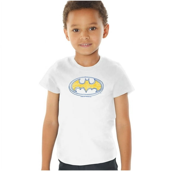 Batman Squiggly Symbol Kids T Shirt (2) for Youth Toddler Boys and Girls, White