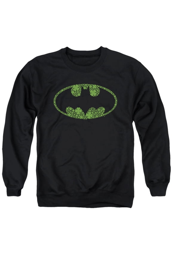 Batman St. Patrick's Day Shamrock Logo Unisex Adult Crewneck Sweatshirt (Small) Black