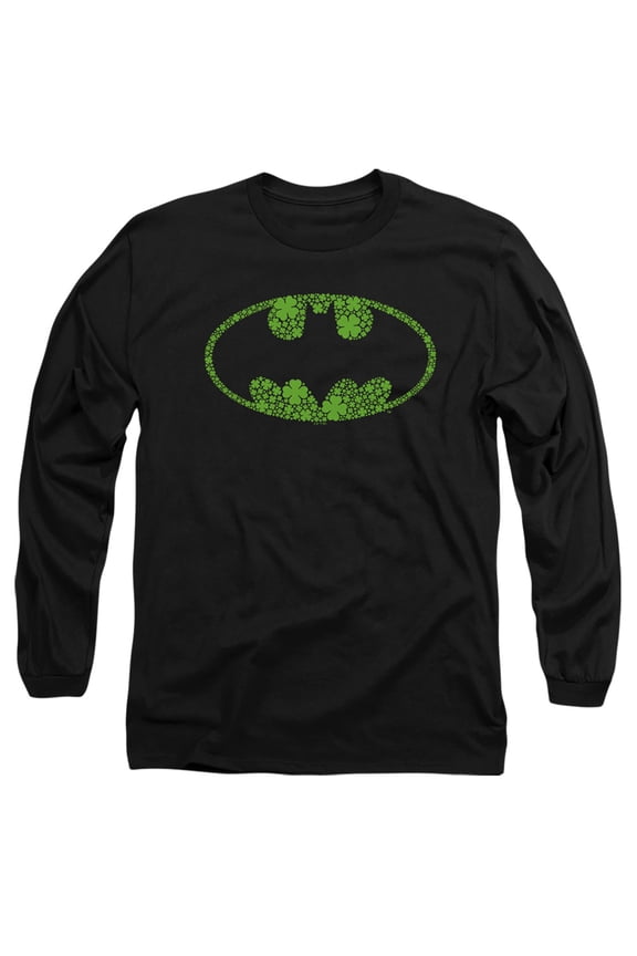 St. Patrick's Day Shamrock Logo Unisex Adult Long-Sleeve T Shirt (Small) Black