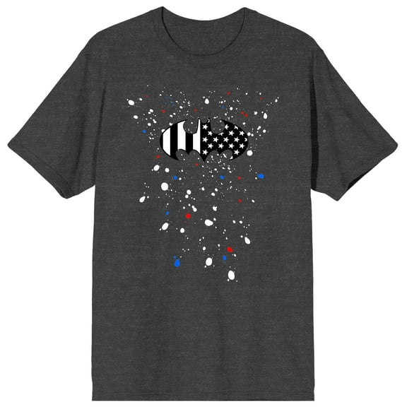 Batman Stars and Stripes Logo Men's Charcoal Heather T-shirt-XXL