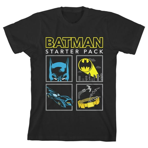Batman Starter Pack Boy's Black T-shirt-S