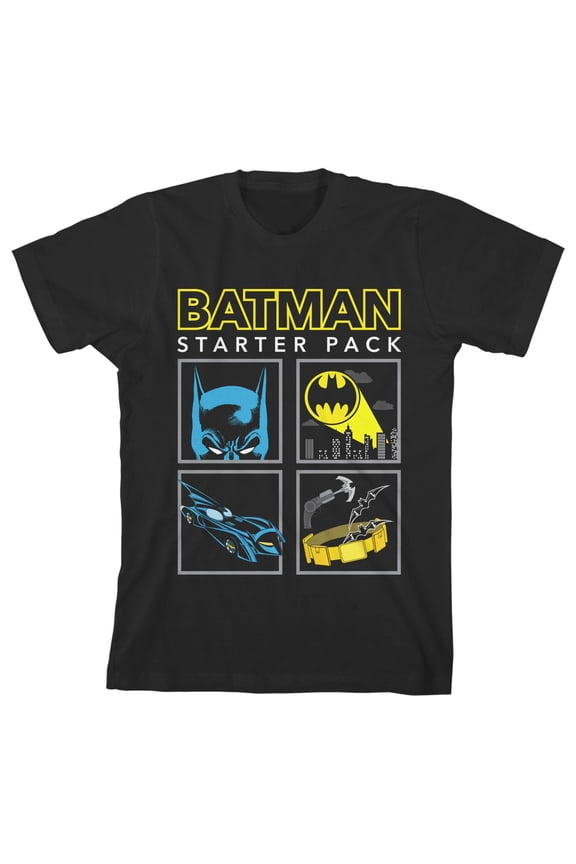 Batman Starter Pack Toddler Boy's Black T-shirt-2T