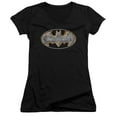 thumbnail image 1 of Batman Steel Fire Shield Junior Women's T-Shirt V-Neck Black, 1 of 1