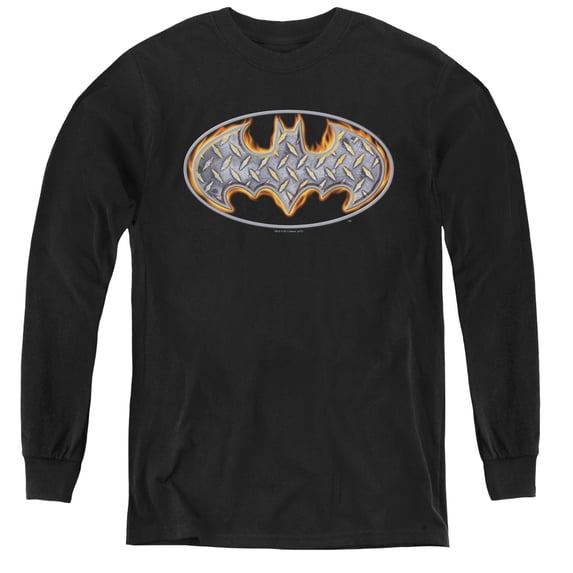 Batman - Steel Fire Shield - Youth Long Sleeve Shirt - Large