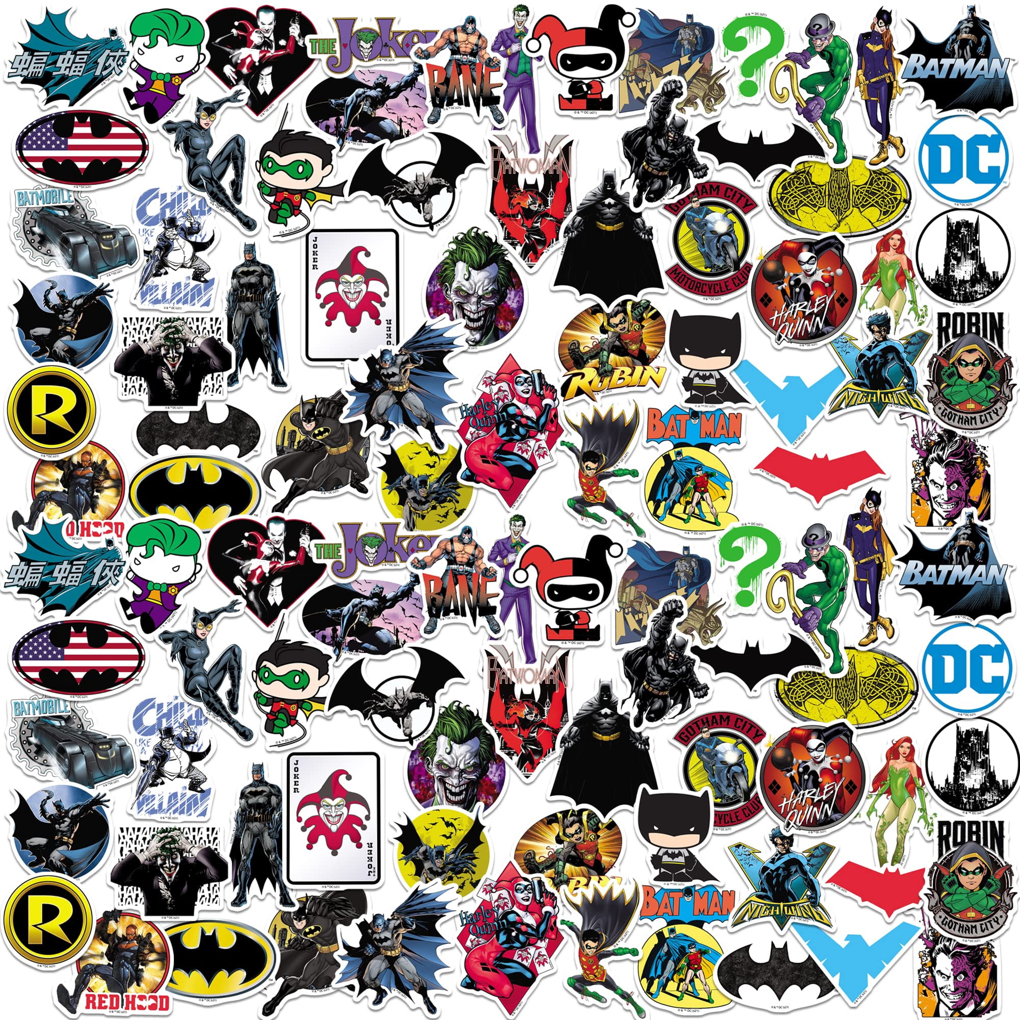 Batman Sticker Pack 100ct Bundle  DC Super Hero Die-Cut Vinyl Large Deluxe Decals for Laptop, Water Bottle, Scrapbooking, Tablet & Indoor/Outdoor Use