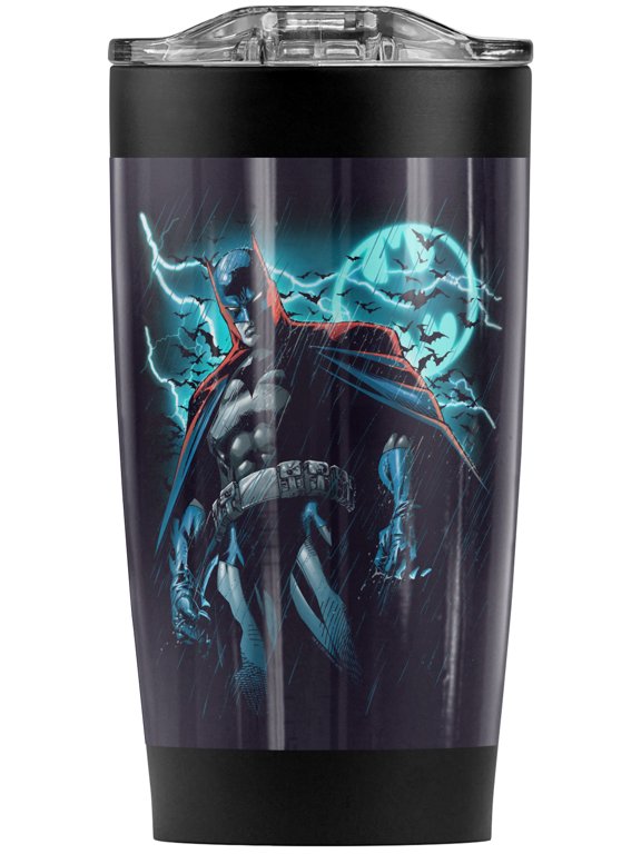 Batman Stormy Knight Bat Signal Stainless Steel Tumbler 20 oz Coffee Travel Mug/Cup, Vacuum Insulated & Double Wall with Leakproof Sliding Lid | Great for Hot Drinks and Cold Beverages