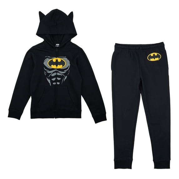 Batman Suit Boy's 2-Pack Cosplay Zip Front Hoodie & Joggers Set-14