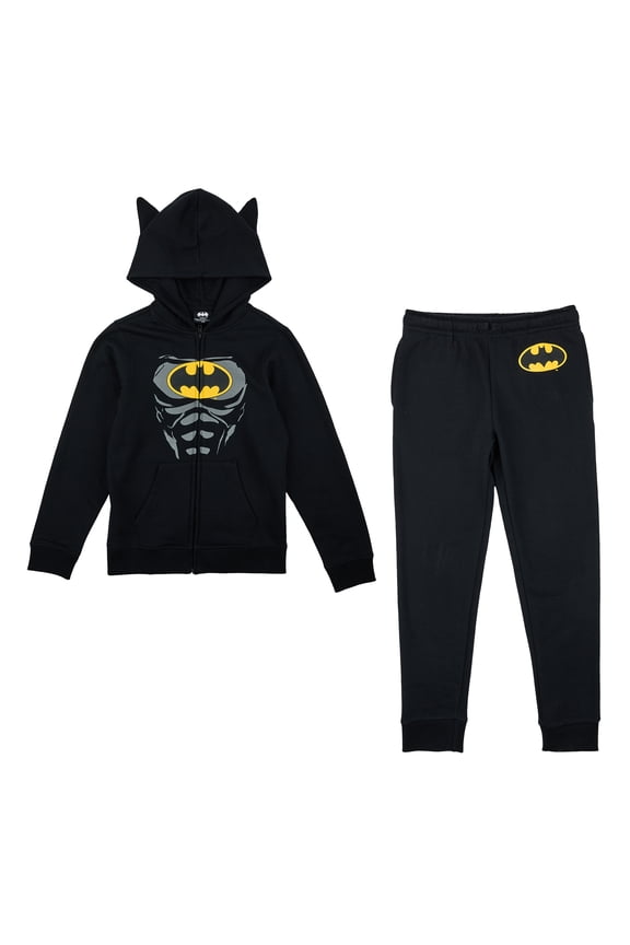 Batman Suit Boy’s 2-Pack Cosplay Zip Front Hoodie & Joggers Set-6
