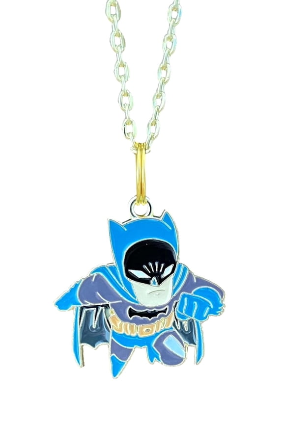 Batman Superhero Cartoon Necklace in Small Velvet Bag