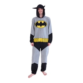Batman Superhero Men's Onesie Costume Union Suit With Cape & Hood-Medium
