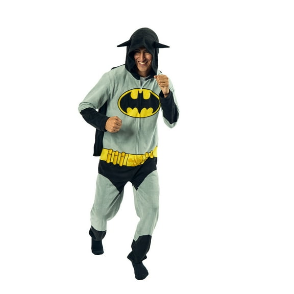 Batman Superhero Men's Onesie Costume Union Suit With Cape & Hood-XL