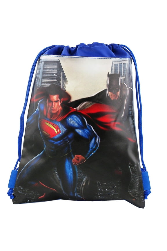 Batman Superman Dawn Justice Blue Drawstring Bag