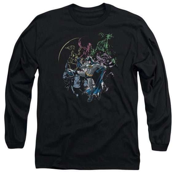 Batman Surrounded Long Sleeve Adult 18/1 T-Shirt Black