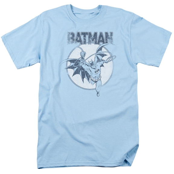 Batman Swinging Bat S/S Adult 18/1 T-Shirt Light Blue